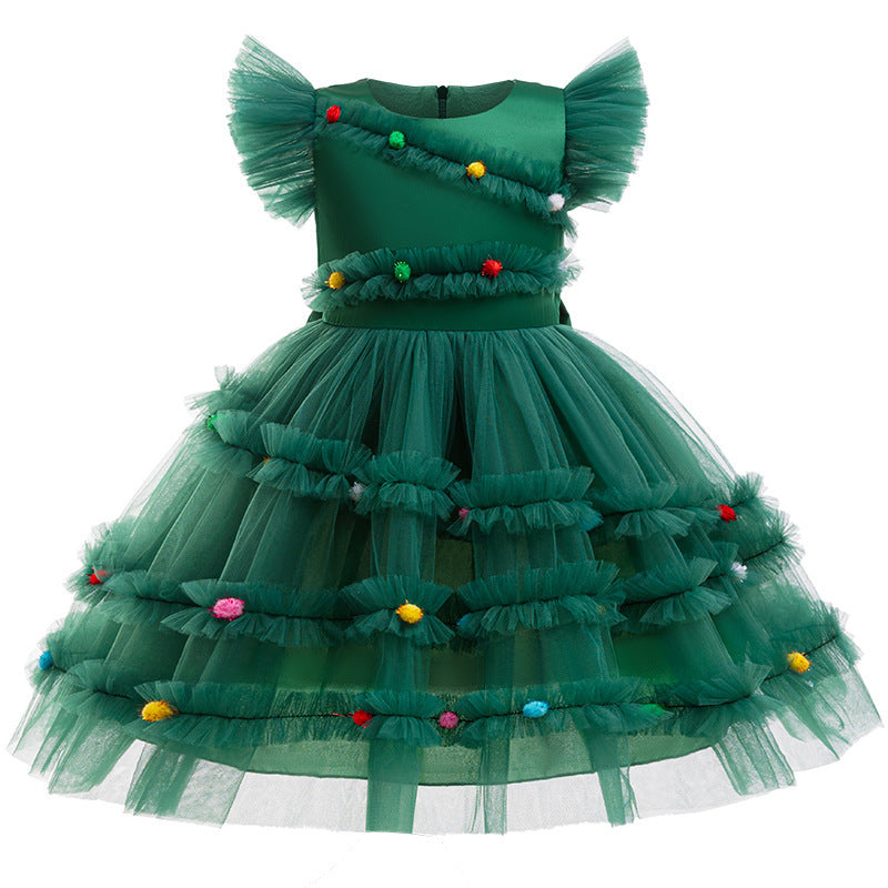 Christmas Party Girl Princess Dress Bow