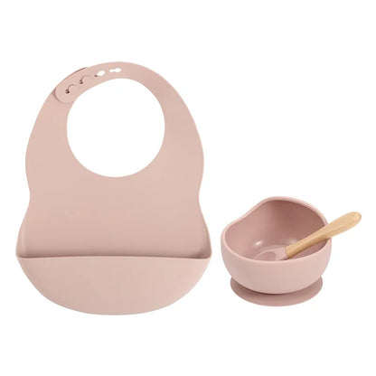 Colorful Silicone Feeding Set for Babies: Bib, Bowl, and Spoon