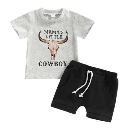 Casual Boy Clothes Suit Cartoon Cow Print