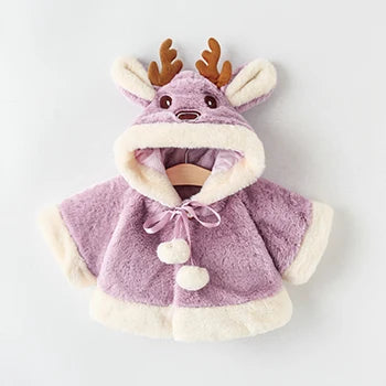 Cute Christmas Elk Plush Baby Jacket