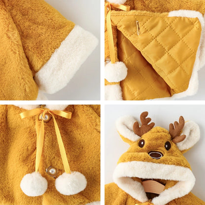 Cute Christmas Elk Plush Baby Jacket